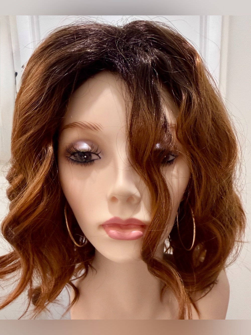 HAIR, 14” Wavy Bob, Free Part, Ombre Brown/Copper/Rust/Auburn